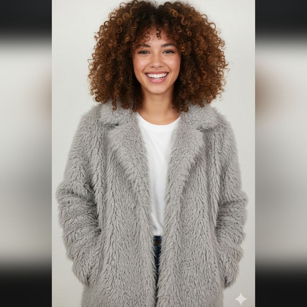 Women's Cozy Gray Teddy Jacket